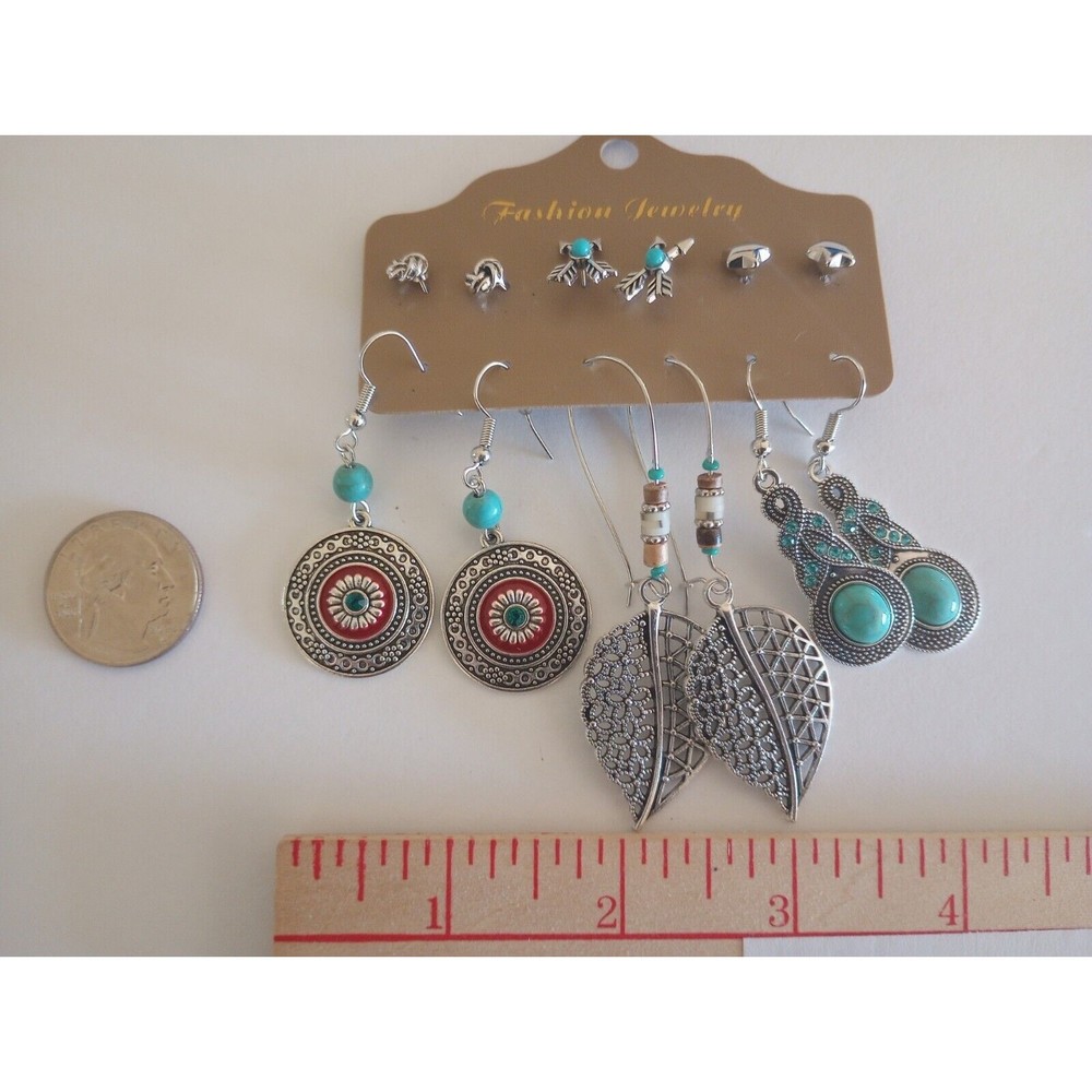 Native American Tribal Inspired Fashion Stud & Drop Earring Set of 6 Pairs